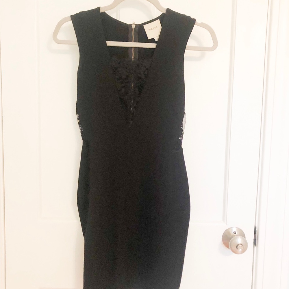 Mason Black Lace Cut Out Mini Dress